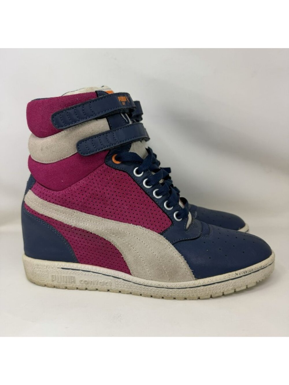 Puma Sky Contact Wedge Sneakers Pink Blue Women's Size 9.5